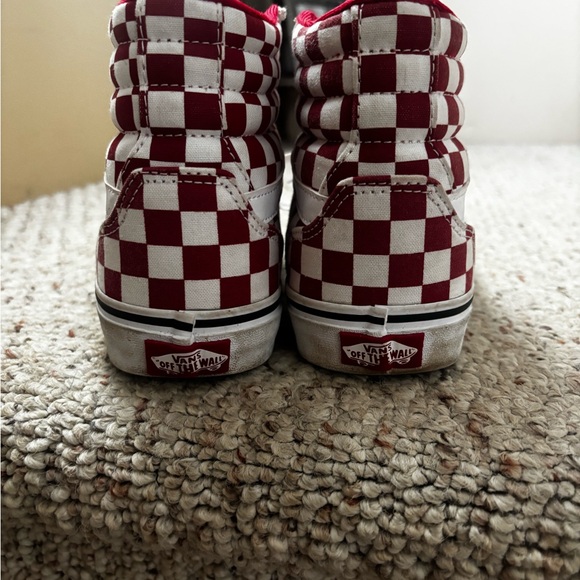 Vans Red and White Checkered High-Top Sneakers - Picture 4 of 7